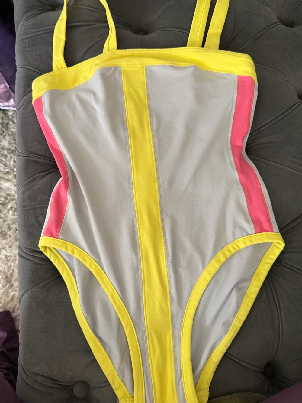 Eres women Colorblock One-Piece Swimsuit - Yellow, Pink, Gray